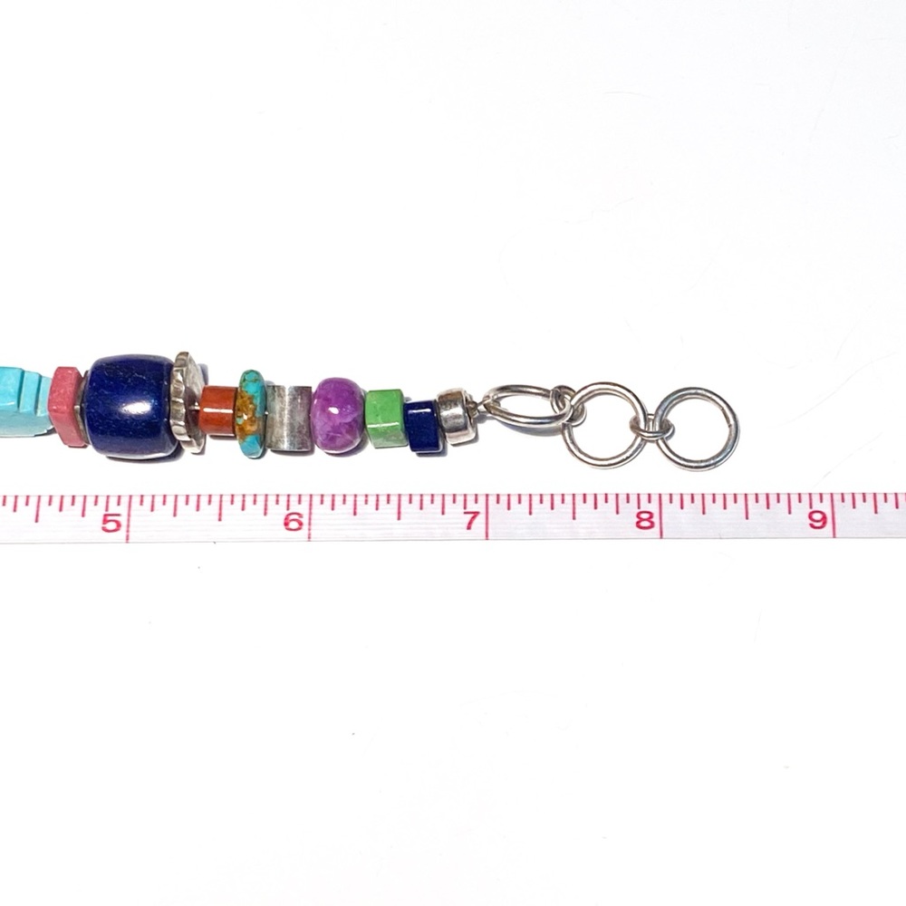 Harold Lujan Unsigned Bracelet w/ Sterling Hand Stamped Beads & Hand Cut Stones - Picture 16 of 16